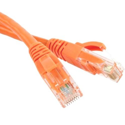 Коммутационный шнур NETLAN U/UTP 4 пары, Кат.5е (Класс D), 100МГц, 2хRJ45/8P8C, T568B, заливной, многожильный, BC (чистая медь), PVC нг(B), оранжевый, 1м, уп-ка 10шт.