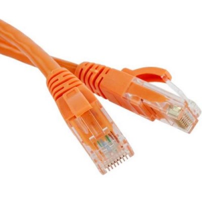 Коммутационный шнур NETLAN U/UTP 4 пары, Кат.5е (Класс D), 100МГц, 2хRJ45/8P8C, T568B, заливной, многожильный, BC (чистая медь), PVC нг(B), оранжевый, 0,5м, уп-ка 10шт.