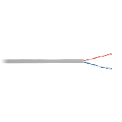 Кабель NETLAN U/UTP 2 пары, Кат.5, 100МГц, одножильный, CCA (омедненный алюминий), внутренний, PVC нг(B), серый, 305м