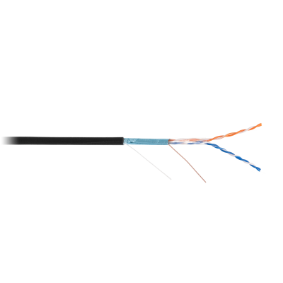 Кабель NETLAN F/UTP 2 пары, Кат.5 (Класс D), 100МГц, одножильный, BC (чистая медь), внешний, PE до -40C, черный, 305м