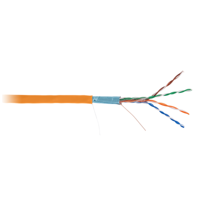 Кабель NETLAN F/UTP 4 пары, Кат.5e (Класс D), 100МГц, одножильный, BC (чистая медь), внутренний, LSZH нг(B)-HF, оранжевый, 305м