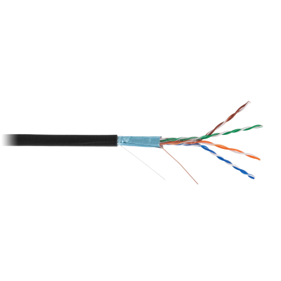 Кабель NETLAN F/UTP 4 пары, Кат.5e (Класс D), 100МГц, одножильный, BC (чистая медь), внешний, PE до -40C, черный, 100м