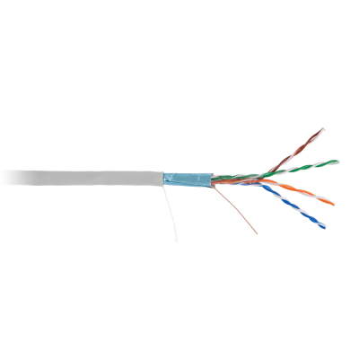 Кабель NETLAN F/UTP 4 пары, Кат.5e (Класс D), 100МГц, одножильный, BC (чистая медь), внутренний, PVC нг(B), серый, 100м