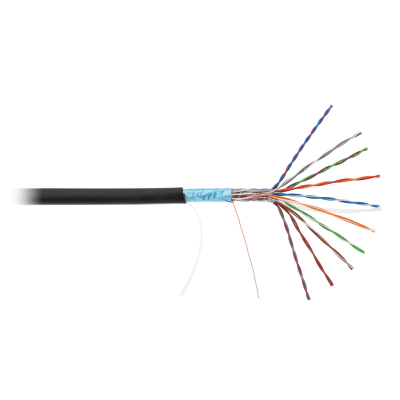 Кабель NETLAN F/UTP 10 пар, Кат.5 (Класс D), 100МГц, одножильный, BC (чистая медь), внешний, PE до -40C, черный, 305м