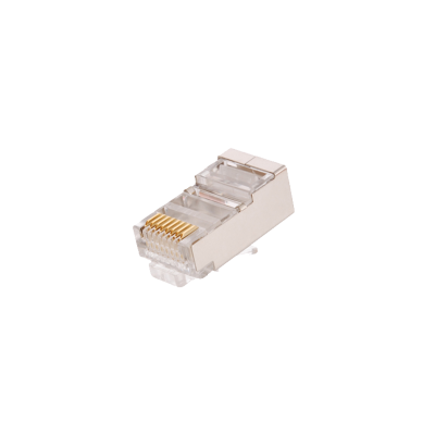 Коннектор NETLAN RJ45/8P8C под витую пару, Кат.5e (Класс D), 100МГц, покрытие 3мкд, универсальные ножи, для проводников 0,47-0,51мм, экранированный, уп-ка 100шт.