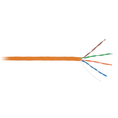Кабель NETLAN U/UTP 4 пары, Кат.5e (Класс D), 100МГц, одножильный, BC (чистая медь), внутренний, LSZH нг(B)-HF, оранжевый, 305м