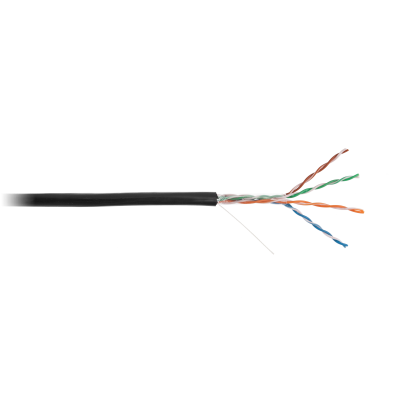 Кабель NETLAN U/UTP 4 пары, Кат.5e (Класс D), 100МГц, одножильный, BC (чистая медь), внешний, PE до -40C, черный, 100м