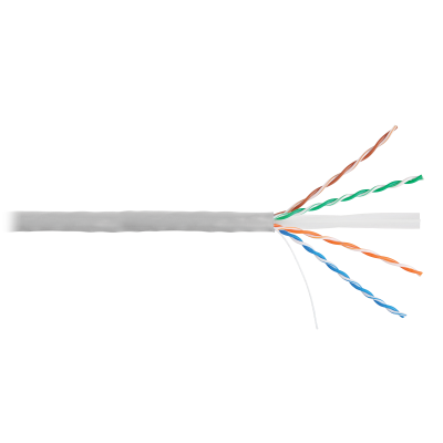 Кабель NETLAN U/UTP 4 пары, Кат.6 (Класс E), 250МГц, одножильный, BC (чистая медь), внутренний, PVC нг(B), серый, 305м