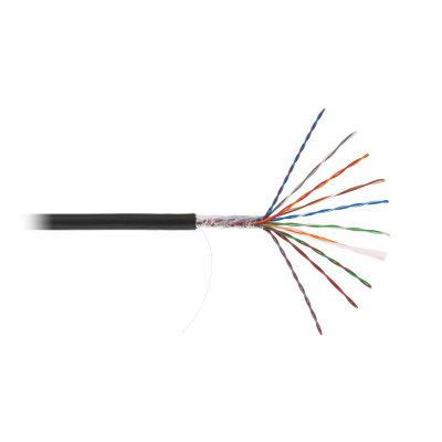 Кабель NETLAN U/UTP 10 пар, Кат.5 (Класс D), 100МГц, одножильный, BC (чистая медь), внешний, PE до -40C, черный, 305м