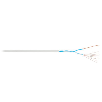 Кабель NIKOLAN U/UTP 1 пара, Кат.3 (Класс С), 16МГц, многожильный, BC (чистая медь), 24AWG (7х0,192мм), внутренний, LSZH  нг(A)-HFLTx, светло-серый, 305м - гарантия: 1 год