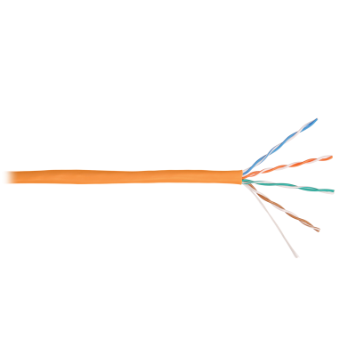 Кабель NIKOLAN U/UTP 4 пары, Кат.5e (Класс D), тест по ISO/IEC, 100МГц, одножильный, BC (чистая медь), 24AWG (0,49мм), внутренний, LSZH нг(А)-HFLTx, оранжевый, 305м - гарантия: 1 год