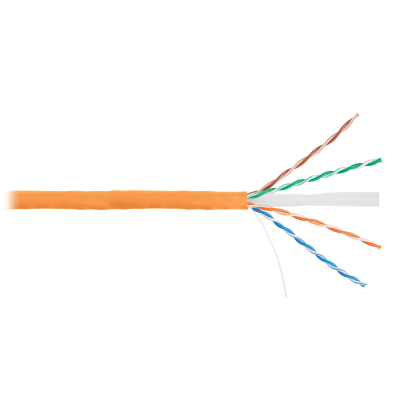 Кабель NIKOLAN U/UTP 4 пары, Кат.6 (Класс E), тест по ISO/IEC, 250МГц, одножильный, BC (чистая медь), 24AWG (0,53мм), внутренний, LSZH нг(А)-HFLTx, оранжевый, 305м - гарантия: 1 год