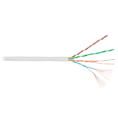 Кабель NIKOLAN U/UTP 4 пары, Кат.5e (Класс D), 100МГц, многожильный, BC (чистая медь), 24AWG (7х0,192мм), внутренний, LSZH  нг(A)-HFLTx, светло-серый, 305м - гарантия: 1 год