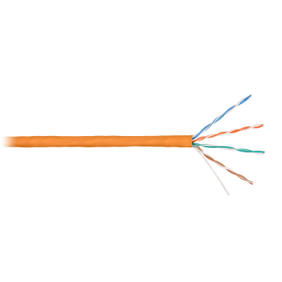 Кабель NIKOLAN U/UTP 4 пары, Кат.5e (Класс D), тест по ISO/IEC, 100МГц, одножильный, BC (чистая медь), 24AWG (0,50мм), внутренний, LSZH нг(А)-HFLTx, оранжевый, 305м - гарантия: 5 лет / 15 лет системная