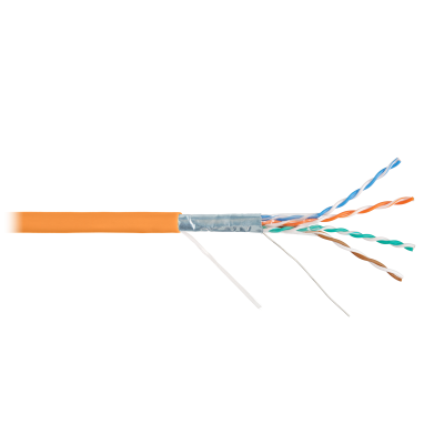 Кабель NIKOLAN F/UTP 4 пары, Кат.5e (Класс D), тест по ISO/IEC, 100МГц, одножильный, BC (чистая медь), 24AWG (0,50мм), внутренний, LSZH нг(А)-HFLTx, оранжевый, 305м - гарантия: 5 лет / 15 лет системная