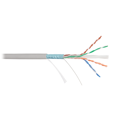 Кабель NIKOLAN F/UTP 4 пары, Кат.6 (Класс E), тест по ISO/IEC, 250МГц, одножильный, BC (чистая медь), 23AWG (0,55мм), внутренний, PVC нг(А), серый, 305м - гарантия: 5 лет / 15 лет системная