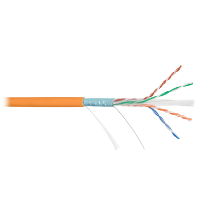 Кабель NIKOLAN F/UTP 4 пары, Кат.6 (Класс E), тест по ISO/IEC, 250МГц, одножильный, BC (чистая медь), 23AWG (0,55мм), внутренний, LSZH нг(А)-HFLTx, оранжевый, 305м - гарантия: 5 лет / 15 лет системная