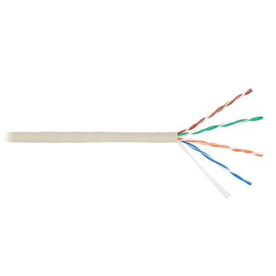 Кабель NIKOLAN U/UTP 4 пары, Кат.5e (Класс D), тест по ISO/IEC, 100МГц, одножильный, BC (чистая медь), 24AWG (0,511мм), внутренний, PVC нг(А), слоновая кость, 305м - гарантия: 15 лет расширенная / 25 лет системная