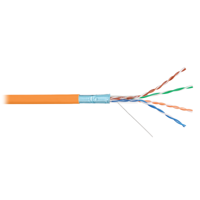 Кабель NIKOLAN F/UTP 4 пары, Кат.5e (Класс D), тест по ISO/IEC, 100МГц, одножильный, BC (чистая медь), 24AWG (0,511мм), внутренний, LSZH нг(А)-HFLTx, оранжевый, 305м - гарантия: 15 лет расширенная / 25 лет системная