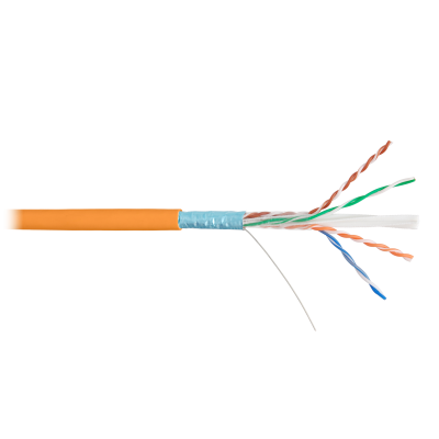 Кабель NIKOLAN F/UTP 4 пары, Кат.6 (Класс E), тест по ISO/IEC, 250МГц, одножильный, BC (чистая медь), 23AWG (0,57мм), внутренний, LSZH нг(А)-HFLTx, оранжевый, 305м - гарантия: 15 лет расширенная / 25 лет системная