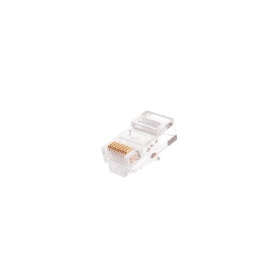 Коннектор NIKOMAX RJ45/8P8C под витую пару, Кат.5e (Класс D), 100МГц, покрытие 6мкд, под многожильный кабель, неэкранированный, круглый ввод, уп-ка 100шт.