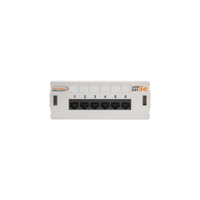 Коммутационная панель NIKOMAX настенная, 6 портов, Кат.5е (Класс D), 100МГц, RJ45/8P8C, 110, T568A/B, неэкранированная, светло-серая - гарантия: 5 лет расширенная / 25 лет системная